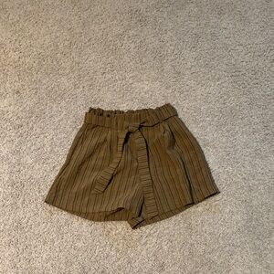 H&M High Waist Brown Striped Shorts